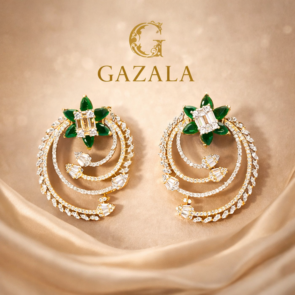 ? CZ Classic Earrings – Two Tone Rodium Plating , One Stunning Look ?