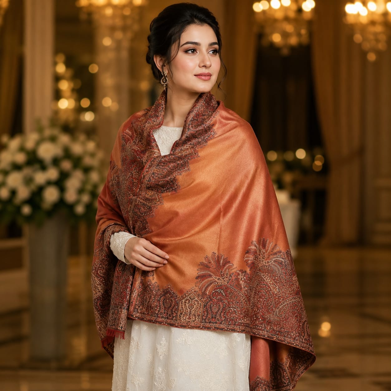 Premium Kashmiri Stole – Traditional Paisley & Floral Heritage Design | Soft & Luxurious Wrap