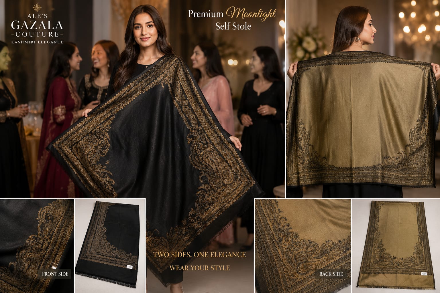 Ale’s Gazala Couture – Moonlight Reversible Self Stole