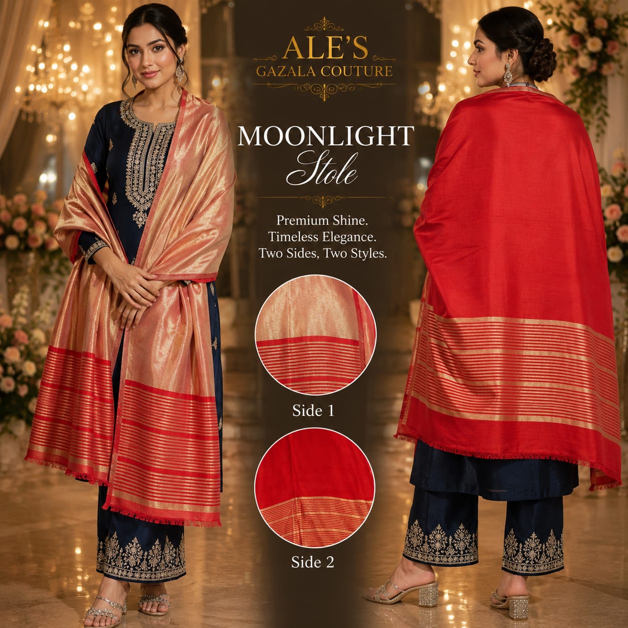 Ale’s Gazala Couture – Moonlight Reversible Self Stole