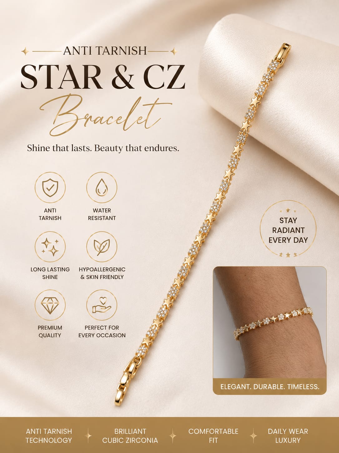 Anti Tarnish Cz Bracelet