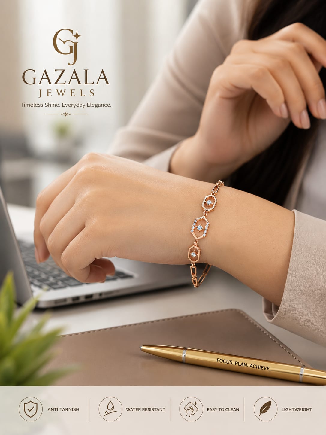 Anti Tarnish Rose Gold Bracelet